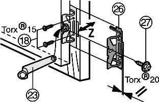 w The unit door is flush and in alignment with the surrounding unit fronts. u Tighten the locknuts Fig. 7 (3). u Screw mounting bracket Fig. 8 (6) with hexagon screw Fig.