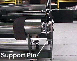 EXTRA SUPPORT PIN" ON ROLL-UP SIDE CRADLE Your machine is equipped with an engageable "Support Pin" located at the back end of the machine's Roll-Up Side