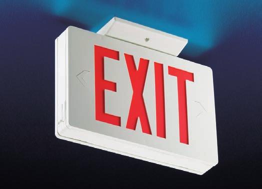 EC Series Thermoplastic LED Exit Sign ON THE SPEC ON THE JOB ON THE SHELF US The Escort is a versatile exit sign, featuring an all-in-one design that uses the same compact housing for both AC, AC/DC