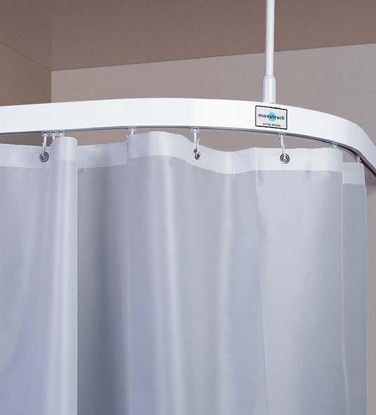 Shower curtains Harrier shower curtains Ready-made shower curtains from stock White, flame-retardant 100% polyester fabric Stitched hems Metal eyelets at 150mm centres Range of 10 sizes: 5 widths and