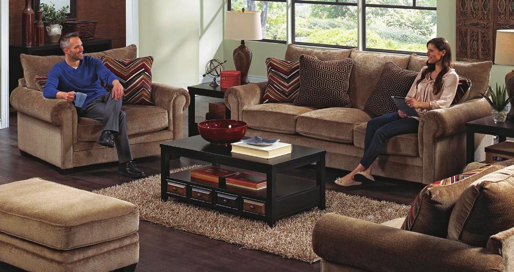 in a rich, black fabric Overstuffed cushions and plush arms Compare at 930 Loveseat: