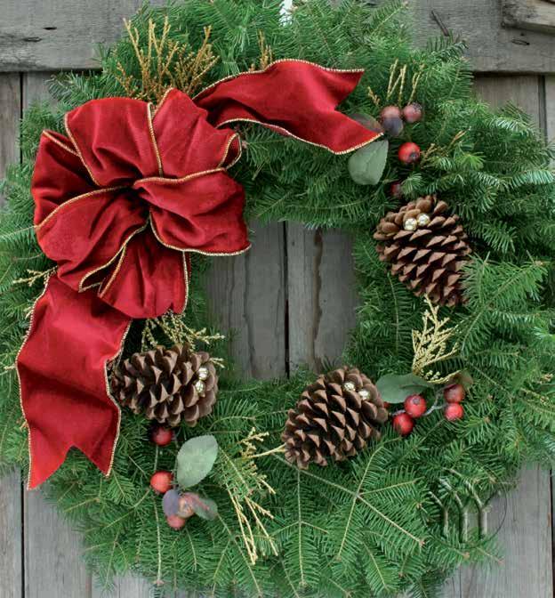 WITH THESE BEAUTIFUL WREATHS AND MATCHING DOOR SPRAYS.