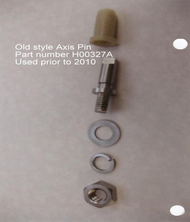 Doors and Hardware continued: Pictured (picture 3) below is the old style Axis Hinge Pin, this was used on Entrée units only prior to 2010. These can still be ordered under part number H00327A.