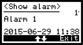7 Show alarm By selecting the menu item Show alarm the alarms stored in the alarm log are