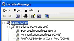 It is recommended to use the Windows system tools to determine the occupation of the currently active serial ports. Virtual serial ports are labeled accordingly for identification.