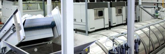 CONTINUOUS WASHING SYSTEM EFFICIENCY FOR LARGE-SCALE PRODUCTIONS Automatic continuous washing is the linen washing and drying system that is most efficient for large-scale production requirements.