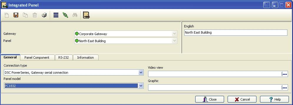 d select the Integrated Panel button. a. In the Integrated Panel tab, make sure the View component hierarchy button is pressed. b. Choose the gateway that the intrusion panel is connected to under the Gateway drop down list.