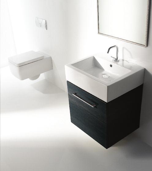 Ego wall hung WC Bologna basin Sotto 56cm unit Anthracite Oak The space