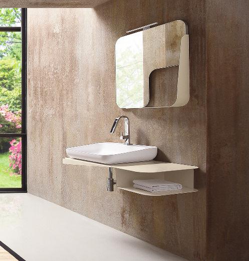 Tulip 54x45cm basin, 1 tap hole console frame cappuccino (SX) mirror 72cm (SX) Cappuccino shelf, light and transformer Console frame is made from steel with a TGIC-free polyester powder coating.