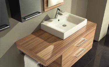 Modular Furniture shown with Cento basins Cento in Anthracite Oak Short mirror 45x95cm & light
