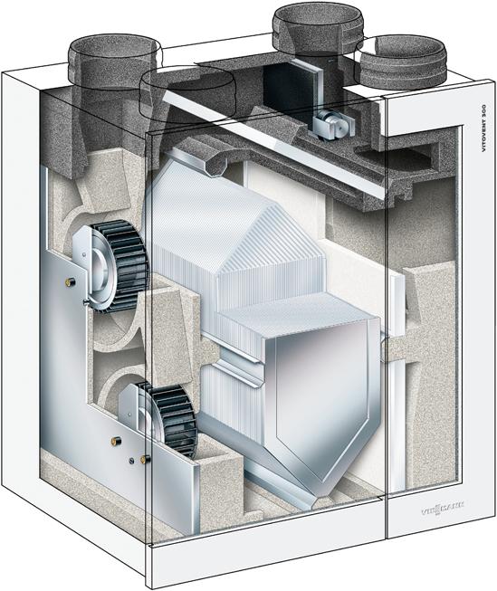 Domestic ventilation system Vitovent 300 Ventilating virtually without energy loss Saving energy is the trump card of the Vitovent 300.