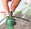 Tropf-Blumat units with them. Push the hose-lengths onto the Tropf-Blumat T-connection pieces properly and firmly. Ensure correct hose seating. This is made simple and easy by moistening the T-piece.