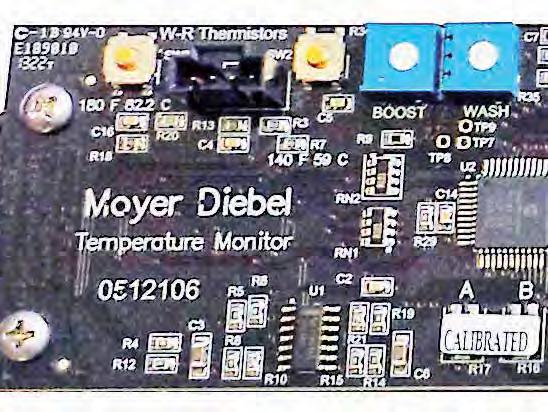 Digital Temperature Display Board - 201HT, 201LT Undercounter Temperature Display Board P/N 0512106-1 B Rinse Test Pushbutton A D Booster Wire Harness Plug Temperature for Wash and Rinse C Adjust