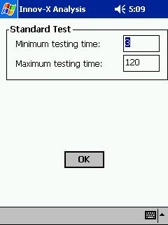 5.4.1 Set Testing Times To set the minimum and maximum test lengths, select Options Set Testing Times A screen appears prompting you to enter a Minimum and Maximum Testing times.