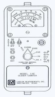 com SPECIFICATIONS Uses: The Ludlum Model 14C Geiger Counter monitors radiation with either a thin wall Geiger-Meuller (G-M) tube detector or a pancake G-M detector.