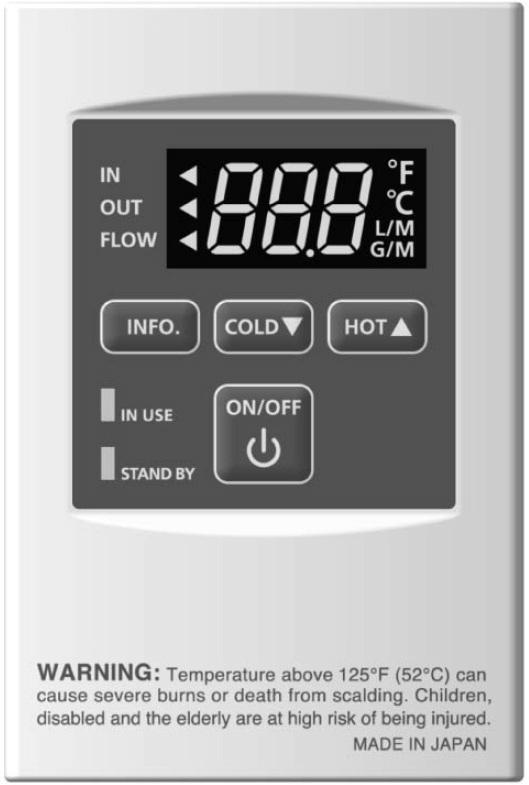 NORMAL OPERATION The water heater has a built-in control panel on the side of the unit. You can also order the remote controller for use with the water heater.
