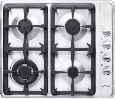 MODEL CAG640XFFD COOKTOPS 60CM BUILT-IN VULCAN SERIES FOUR GAS BURNER COOKTOP GAS COOKTOP 4 gas burners 60cm wide Cast-iron trivets and burner caps Stainless steel surface Flame failure safety device