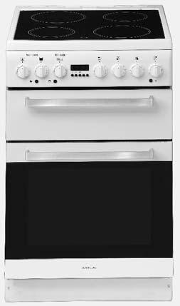 MODEL AFDC5470W FREESTANDING COOKERS 54CM FREESTANDING VULCAN SERIES COOKER WITH CERAMIC COOKTOP ELECTRIC OVEN Power light 7 oven functions 65 litre oven capacity Control knob thermostat with 50 C