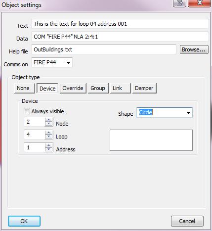 2.4.1 Editing or Creating Help Files Clicking the Right mouse button on a device will result in a window as shown below. These options are not available at most user levels as they are set up options.