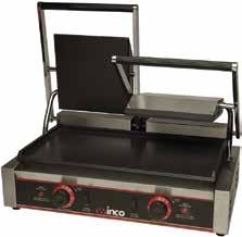 thermostat(s) to 600 F Single SanDWich Grill Grill surface: 14" x 9" Overall dimensions: 17"L x 12"W x 8"H 120V, 1750W, 60 Hz, 15A ESG-1* Single Grill Set 1 quantities of 20