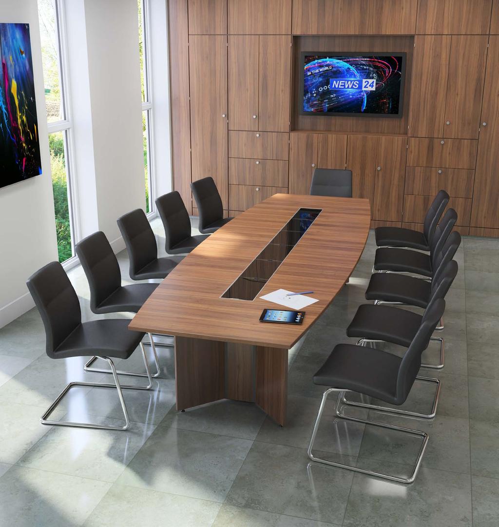 Ambus Tables Ambus includes a very wide range of conference tables with a choice of five top shapes and many base styles in both metal and timber.
