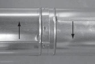 Vent supports or plumbers strap (spaced 120º apart) may be used to support vent sections. See Figures 7.8 and 7.9. Wall shield fi restops may be used to provide horizontal support to vent sections.