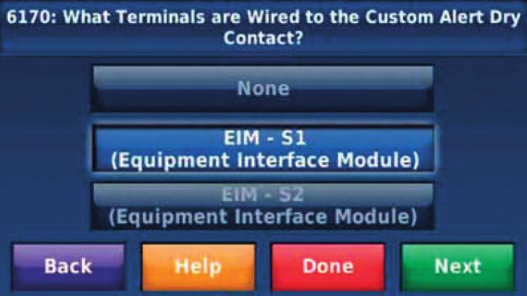 3. At Installer Setup 6170, select the terminals wired to the dry contact