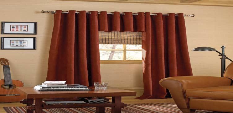 Drapery Panels Grommet Panels, Coordinating Grommet Valances, Contoured Tiebacks Coordinating Valances are ordered separately and may be used freestanding or inserted between panels.