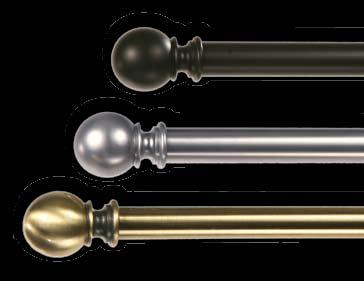 Decorative Hardware Metal Hardware 3 Rod Set Sizes 7 Finial Styles 3 Finishes Dover Finials Metal finials (2) Georgian Finials Metal finials (2) Ball Finials Metal finials (2) Hampton Finials Metal