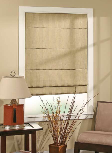 Roman Shades Plain This is a structured, contemporary look that requires minimal dressing. Stay pockets on the back of the shade create pleats which look great with most fabrics.