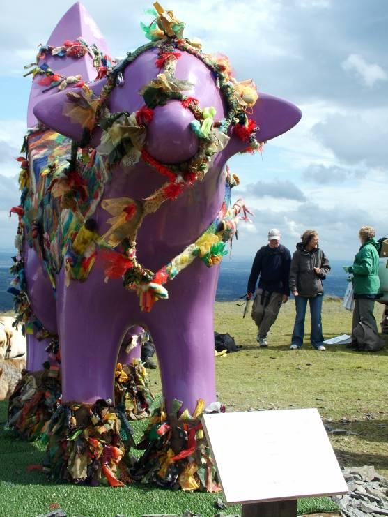 The Moel Famau Super Lamb Banana was placed temporarily on the top of Moel Famau to celebrate the cultural
