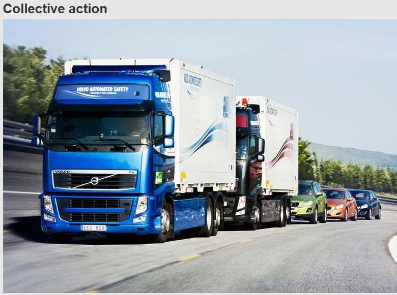 Platooning Trucks A recently completed European project led by Volvo has explored using cars and lorries simultaneously.