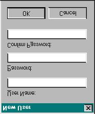 To create a new user, select the Add User button and the following dialog box will appear: Figure 26 In this