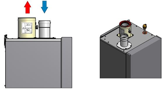 8.2 Air supply When an air supply duct is connected from the outside of the building to the boiler, the boiler will operate as a room-independent boiler (closed boiler).