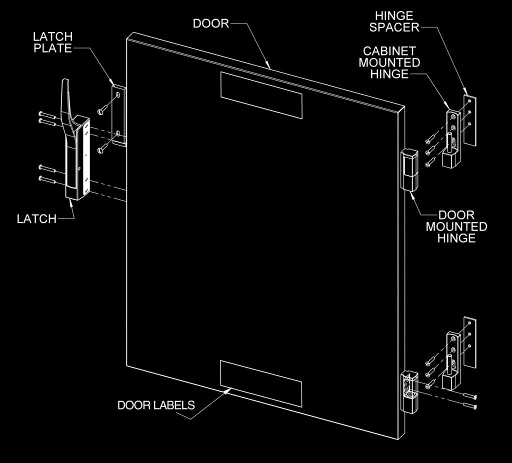 REVERSING THE DOORS WARNING TIP HAZARD Tip Hazard: On Pass-Thru cabinets that include any clear doors, when field reversing, the front and back doors must be hinged from opposite sides of the cabinet.