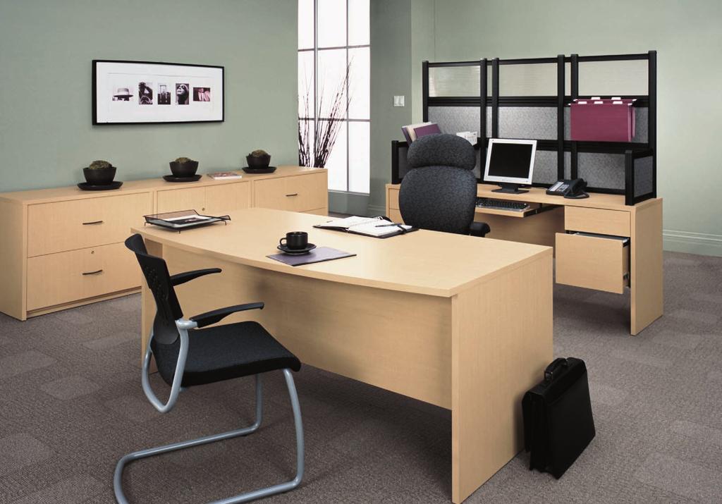 Management - Creating a private space with Genoa and Divide Genoa s classic bowed desk and kneespace credenza provide style and simplicity for today s contemporary office.