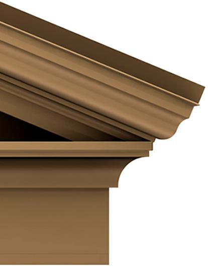 This cornice moulding contains 3 classical radius profiles giving the pediment a