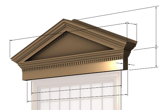 Pediment Design A may be mounted to one of three entablatures.