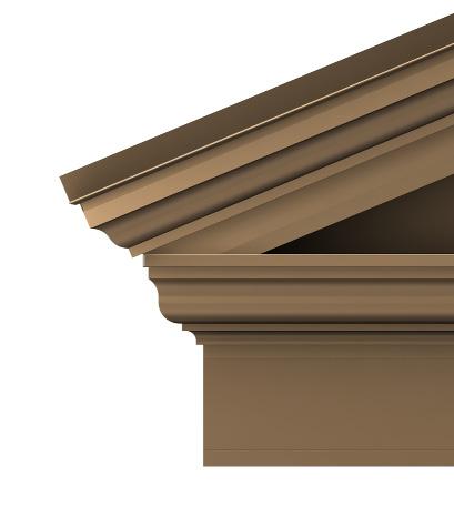 5 Designer Series Pediment Design B Pediment Design B features model 100 extruded cornice moulding on its roof s rake & eave edges.