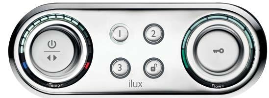 4 5 Start/Stop button (ilux Shower) Push to start and stop, it will default to the flow and temperature of the last shower taken.