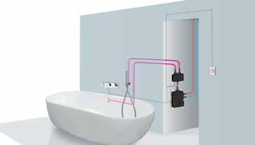 Bath Dual Outlet HiQu smart Bath Dual Outlet with overflow filler, Options slim metal hand shower and remote control (wired). hot cold hot cold HiQuXT HiQuXT with Options 40mm thin shower head.