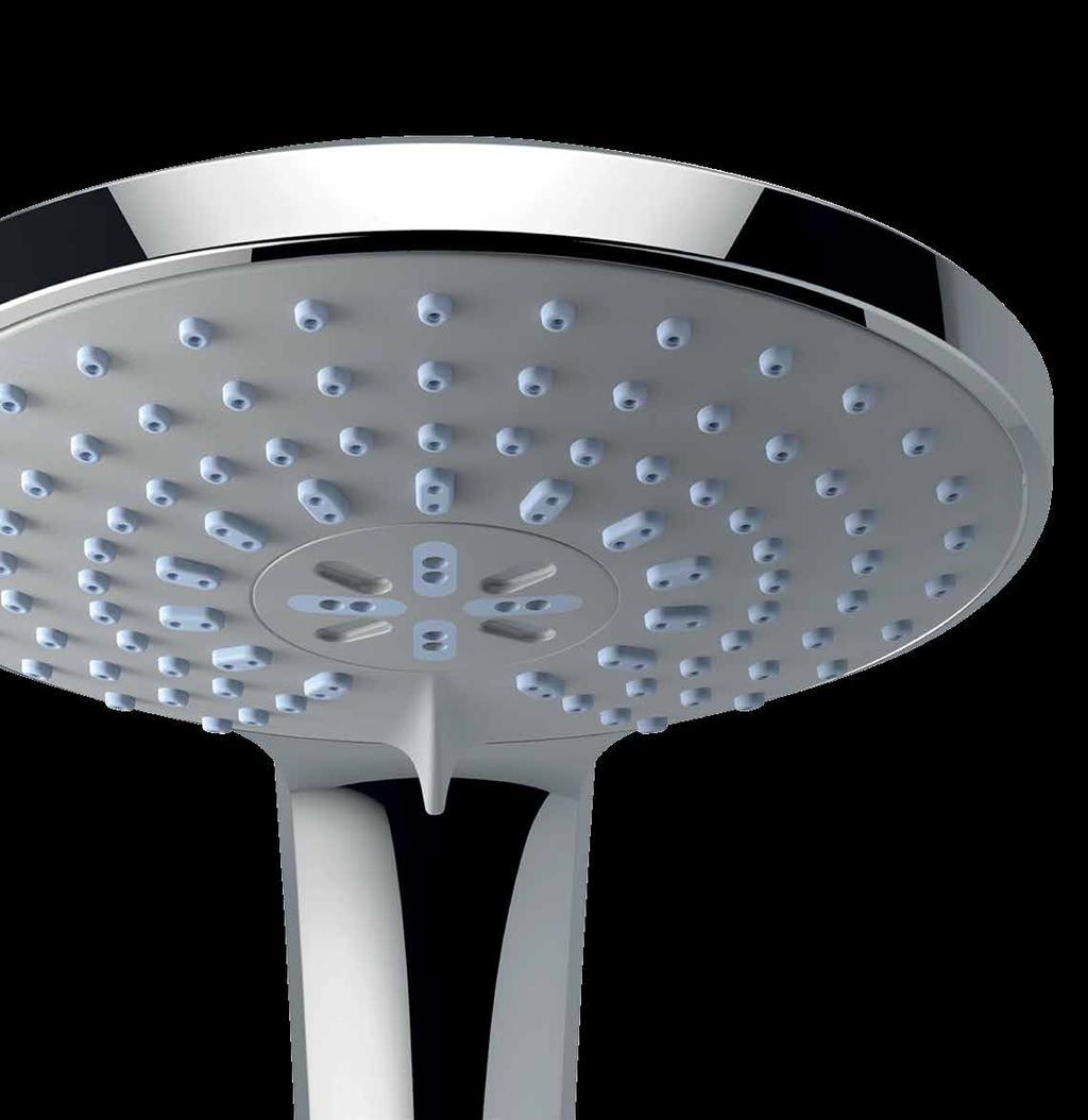 6 7 wide spray coverage Idealrain features large shower heads, convex faceplates, 10 degree angles and nozzles right to the edge of the spray plate.