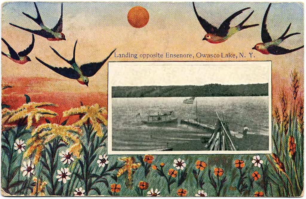 activities. In 1878, a rowing contest was held between Cornell and Harvard University on Owasco Lake. 15 Top image is a postcard from the Ensenore Glen Hotel, date unknown.