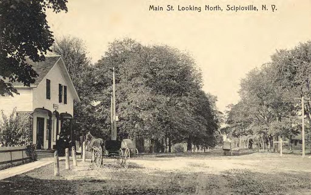 Looking North on Main Street (Route 34B) in the Hamlet of Scipioville, date unknown. (source: http://freepages.genealogy.rootsweb. ancestry.