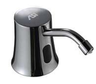 ROVAL COLLECTION 20333 AUTOMATIC DECK MOUNTED SOAP DISPENSER Constructed of polished type 304 stainless steel on exposed surfaces with battery-operated, hands-free sensor.