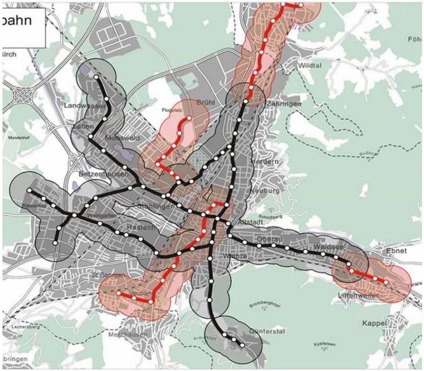 Linking spatial planning and transit Residential areas within 300m of a