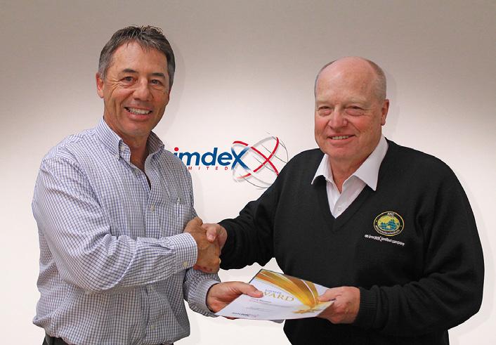 Mr Gary Weston (right) receives his 25-years of service award from Managing Director, Bernie Ridgeway Loyalty Programme Imdex launched its new global employee loyalty programme in April 2012.