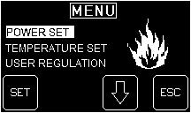 SET POWER The following menu allows to set the