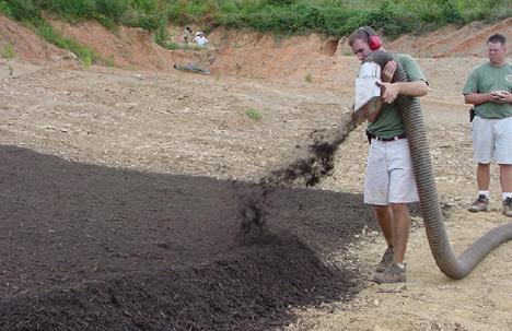 quantity potential. Application and construction of compost berms is easiest using a backhoe, bulldozer, or grading blade. Manual application may be an option in tight or small areas.