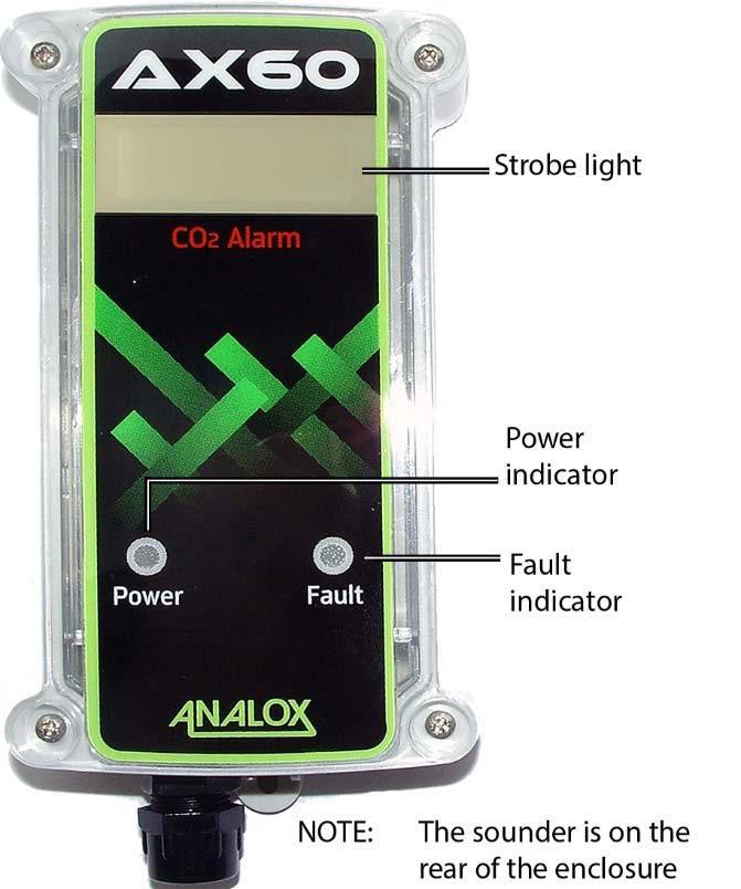 5.2 CO2 Sensor The CO2 Sensor has a green Power indicator on the bottom left-hand part of the fascia.